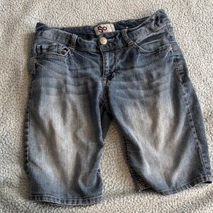 SO Light Wash Denim Knee-Length Shorts